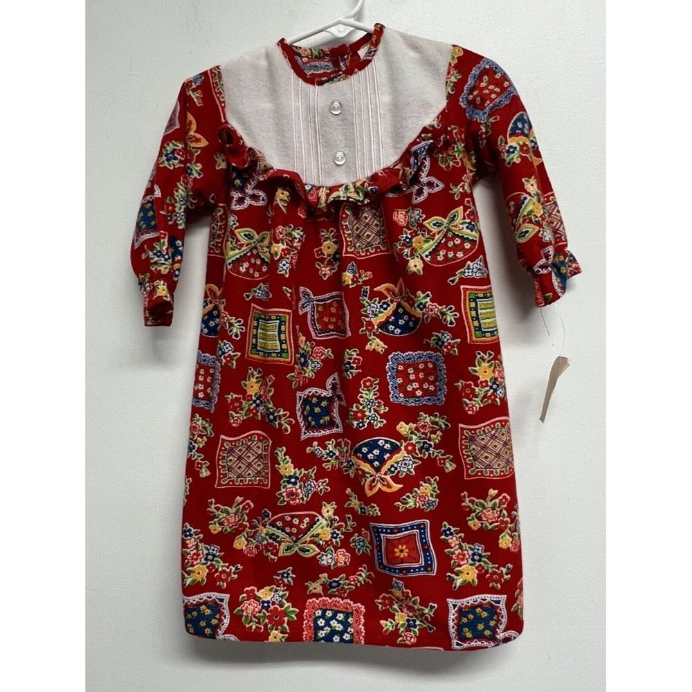 Vintage JCPenney Toddletime Toddler Girls Nightgown Size 1 18 1/2-23 Lbs Red